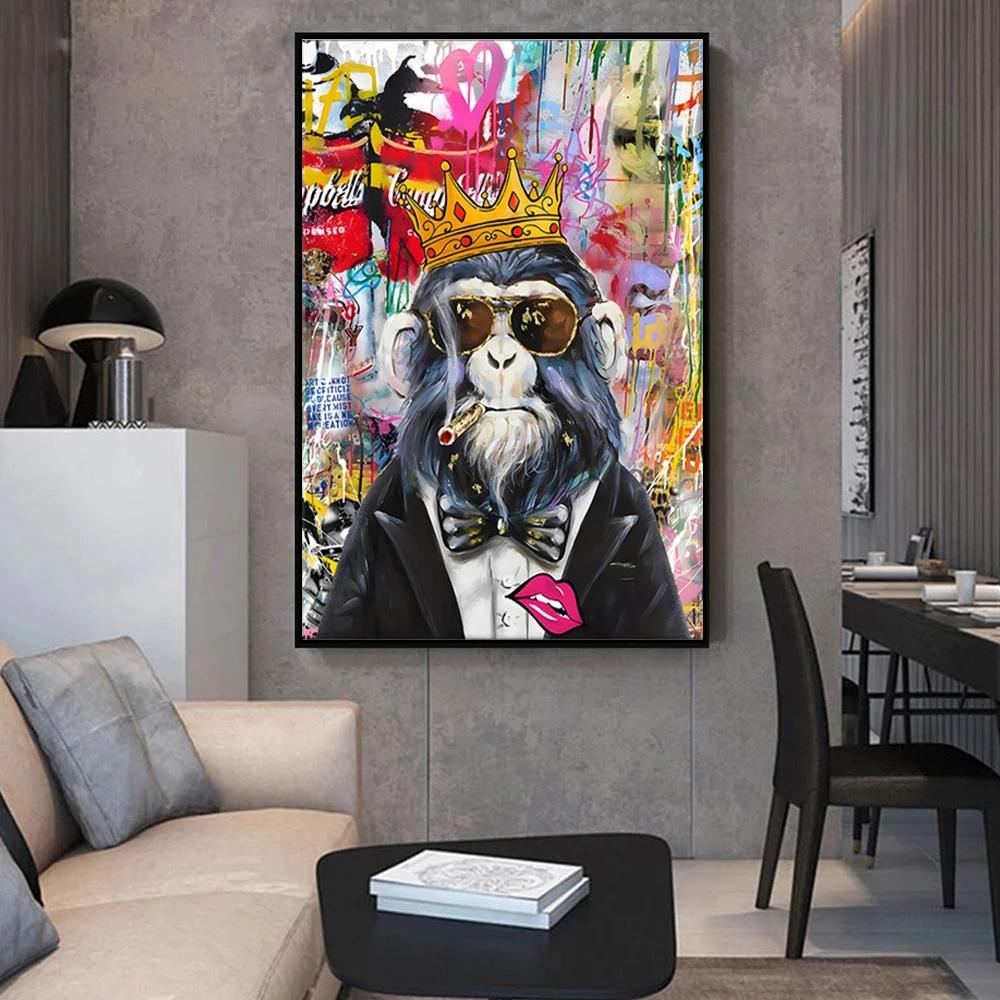 GATYZTORY-캔버스에 프레임 낙서 오랑우탄 유화, 다채로운 동물, 현대 페인트, 홈 월 아트 장식
